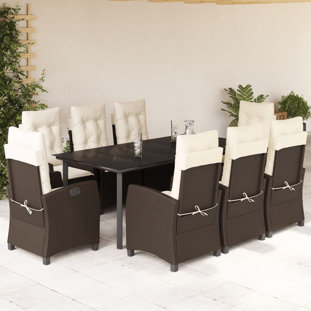 Set Mobilier De Grădină Cu Perne, 7 Piese, Maro, Poliratan