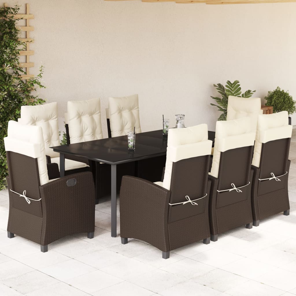 Set Mobilier De Grădină Cu Perne, 7 Piese, Maro, Poliratan