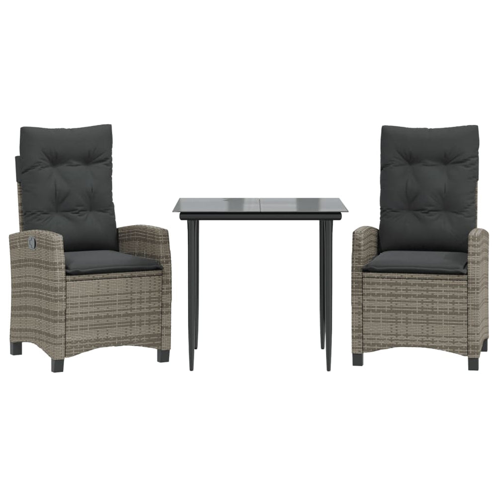 Set Mobilier De Grădină Cu Perne, 3 Piese, Gri, Poliratan