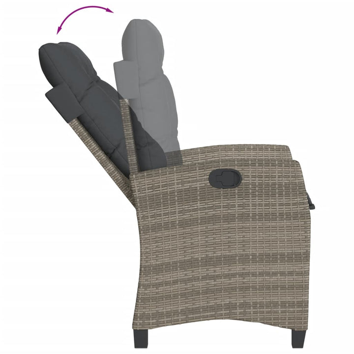 Set Mobilier De Grădină Cu Perne, 3 Piese, Gri, Poliratan