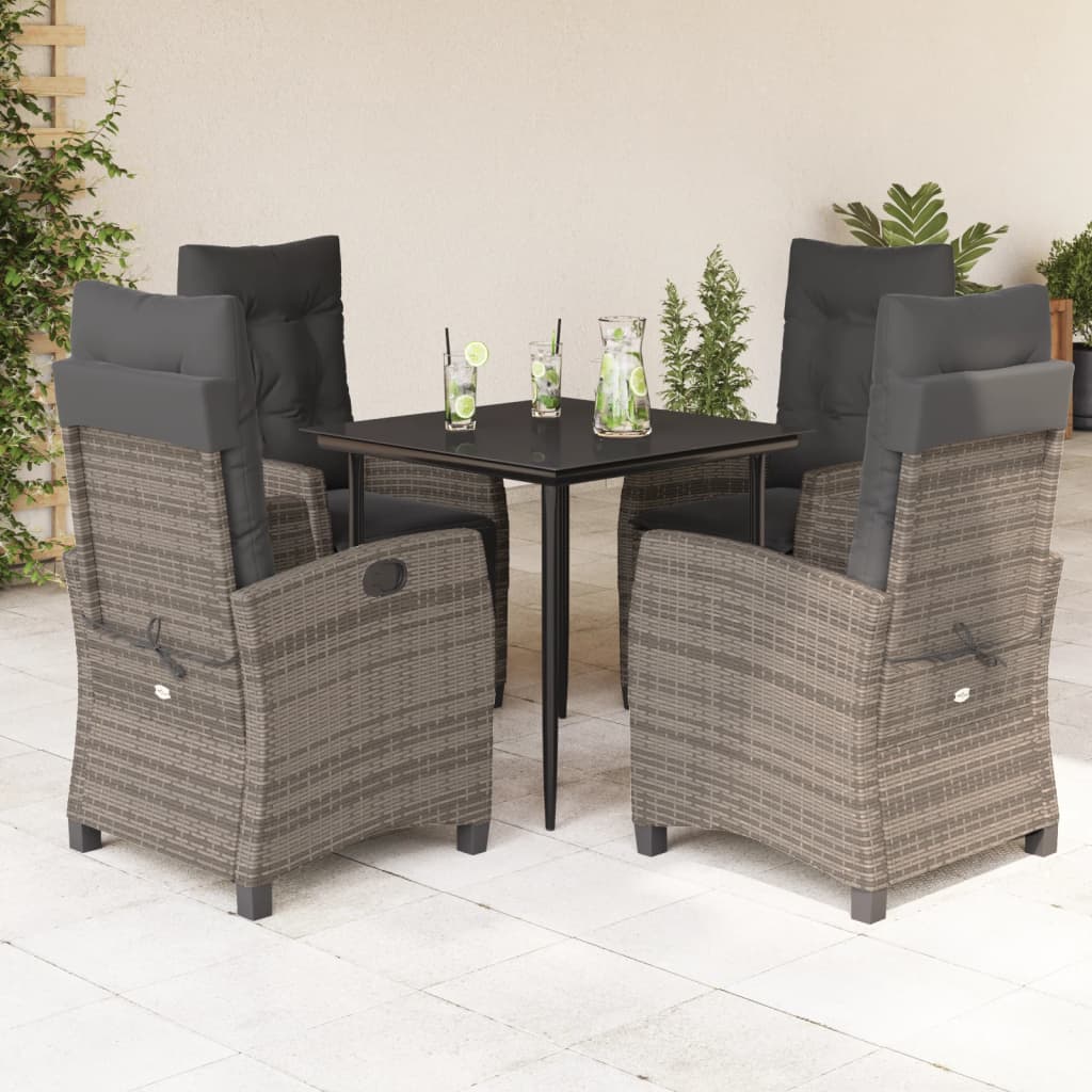 Set Mobilier De Grădină Cu Perne, 3 Piese, Gri, Poliratan