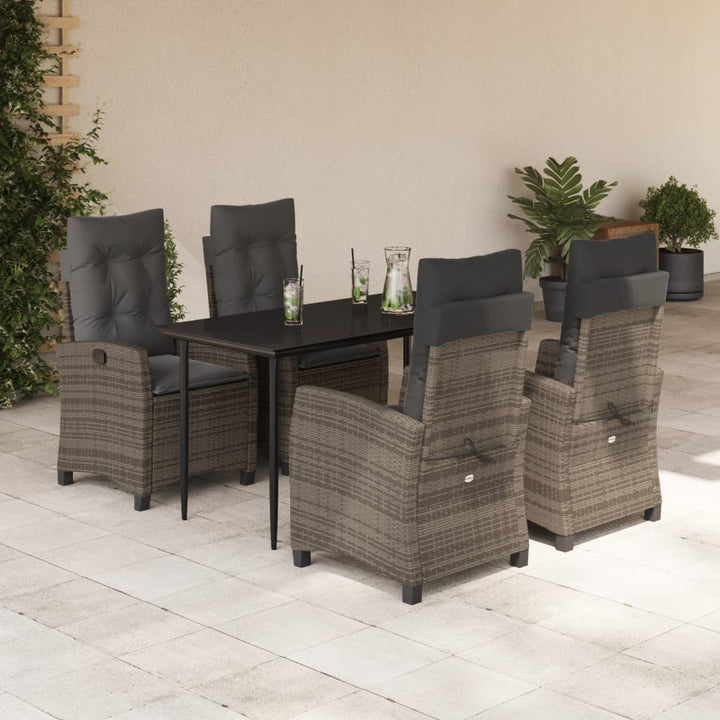 Set Mobilier De Grădină Cu Perne, 3 Piese, Gri, Poliratan