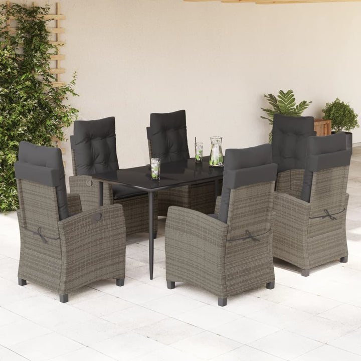 Set Mobilier De Grădină Cu Perne, 3 Piese, Gri, Poliratan