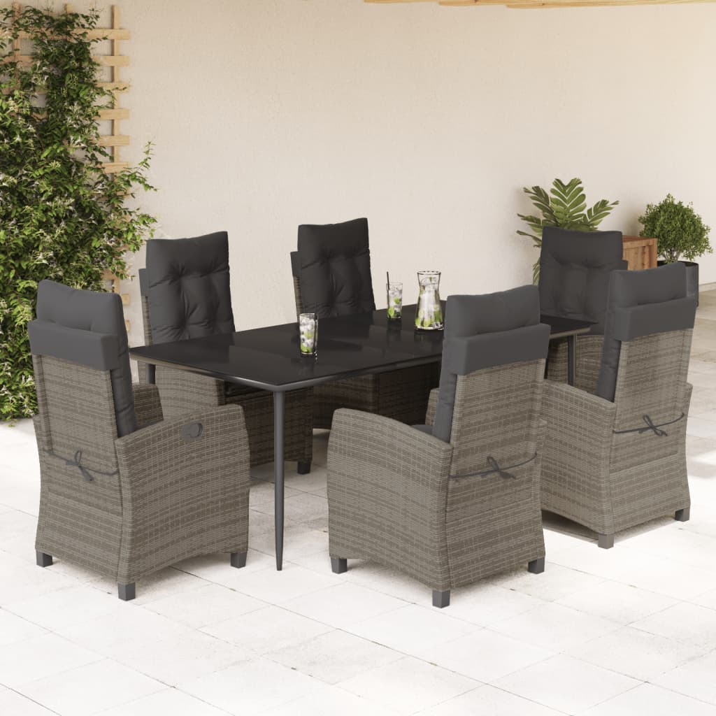Set Mobilier De Grădină Cu Perne, 3 Piese, Gri, Poliratan