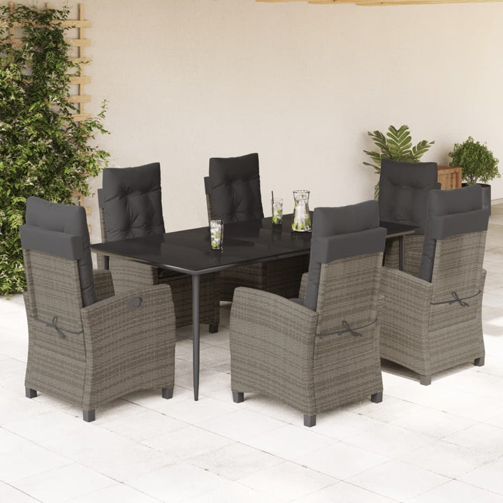 Set Mobilier De Grădină Cu Perne, 3 Piese, Gri, Poliratan