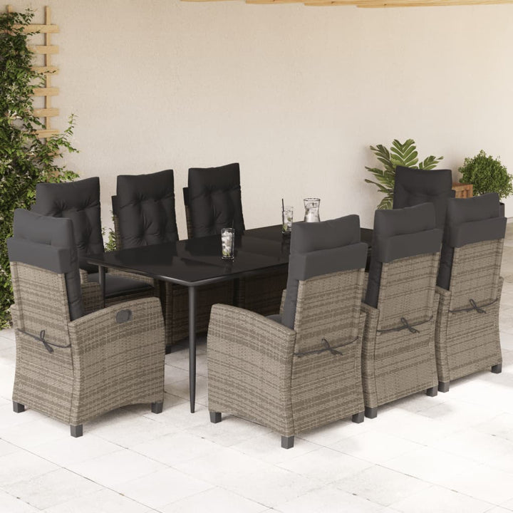 Set Mobilier De Grădină Cu Perne, 3 Piese, Gri, Poliratan