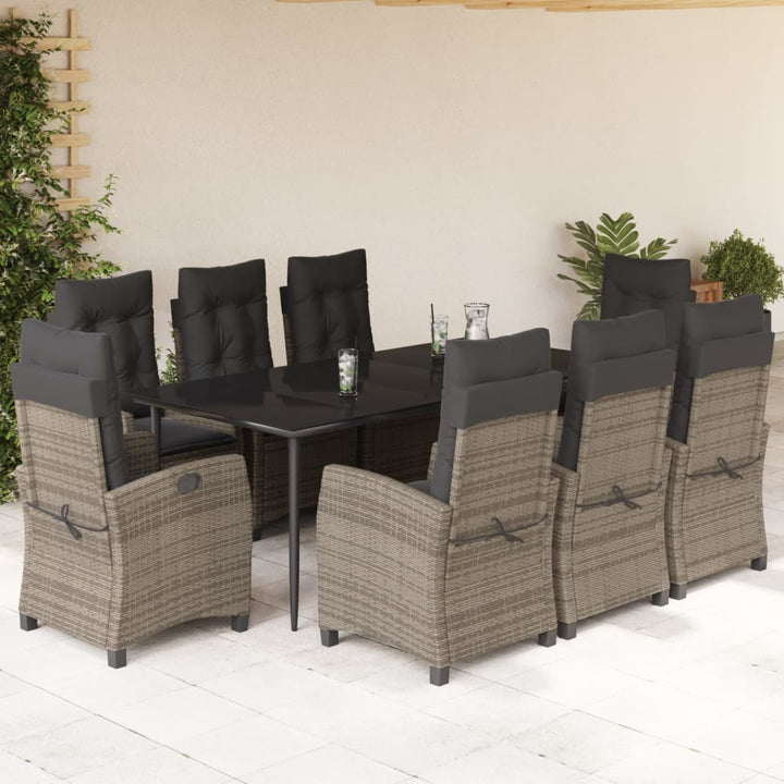 Set Mobilier De Grădină Cu Perne, 3 Piese, Gri, Poliratan