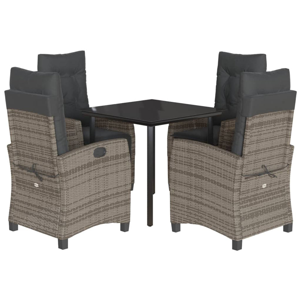 Set Mobilier De Grădină Cu Perne, 5 Piese, Gri, Poliratan