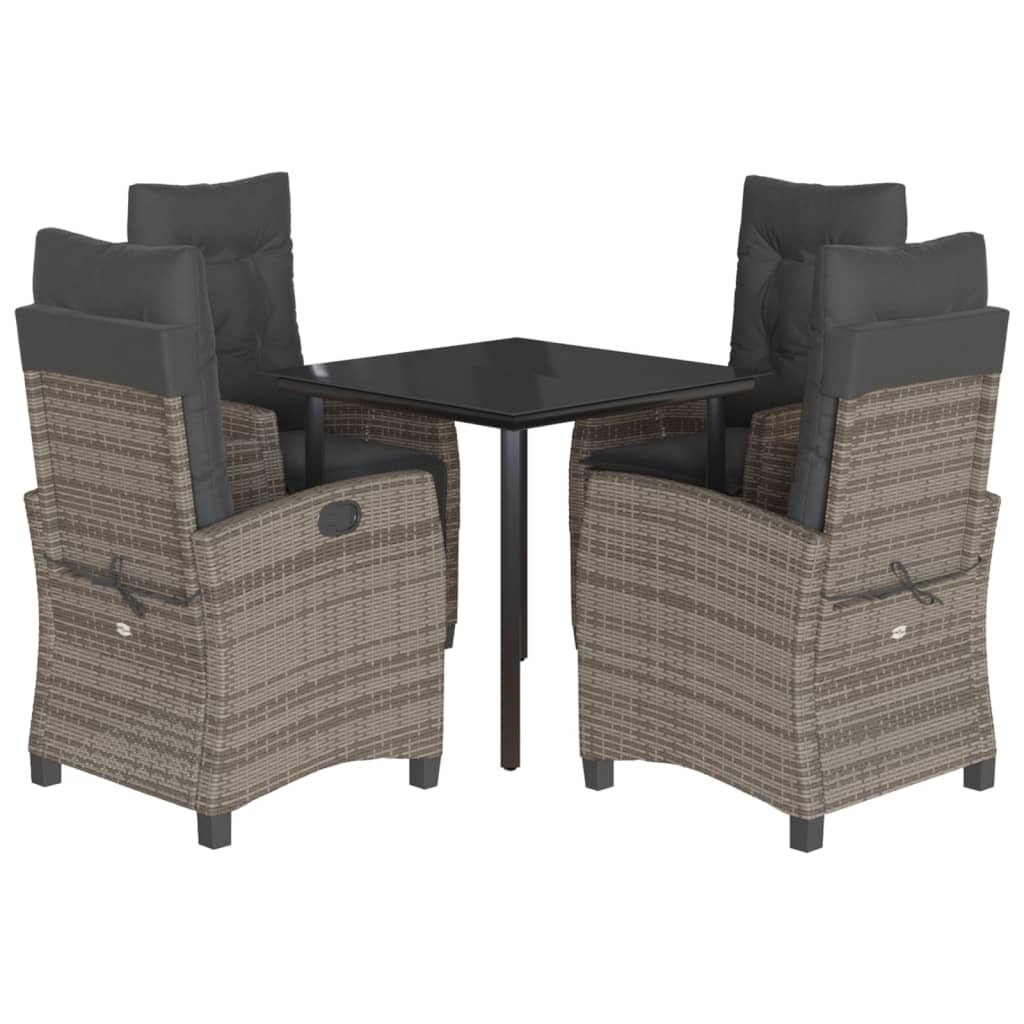 Set Mobilier De Grădină Cu Perne, 5 Piese, Gri, Poliratan