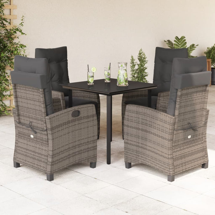 Set Mobilier De Grădină Cu Perne, 5 Piese, Gri, Poliratan