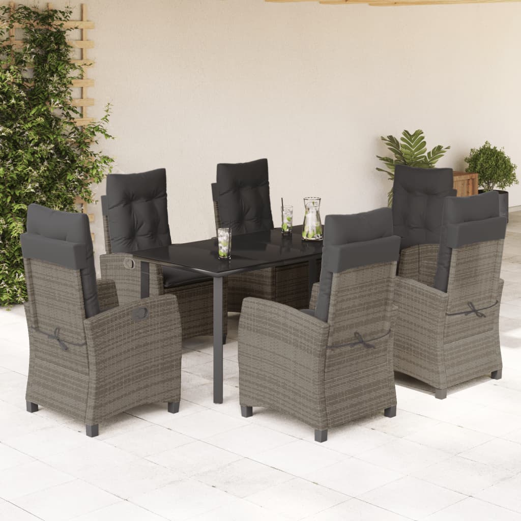 Set Mobilier De Grădină Cu Perne, 5 Piese, Gri, Poliratan