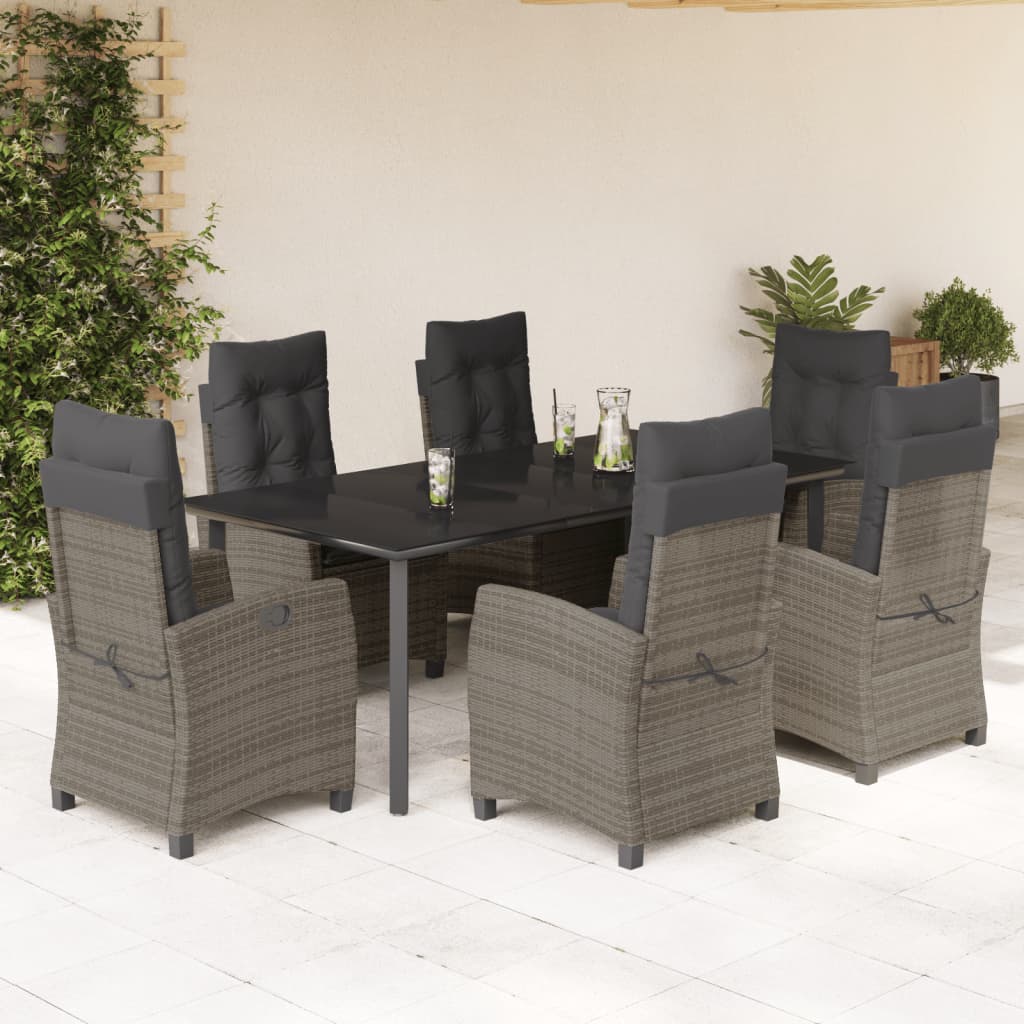 Set Mobilier De Grădină Cu Perne, 5 Piese, Gri, Poliratan