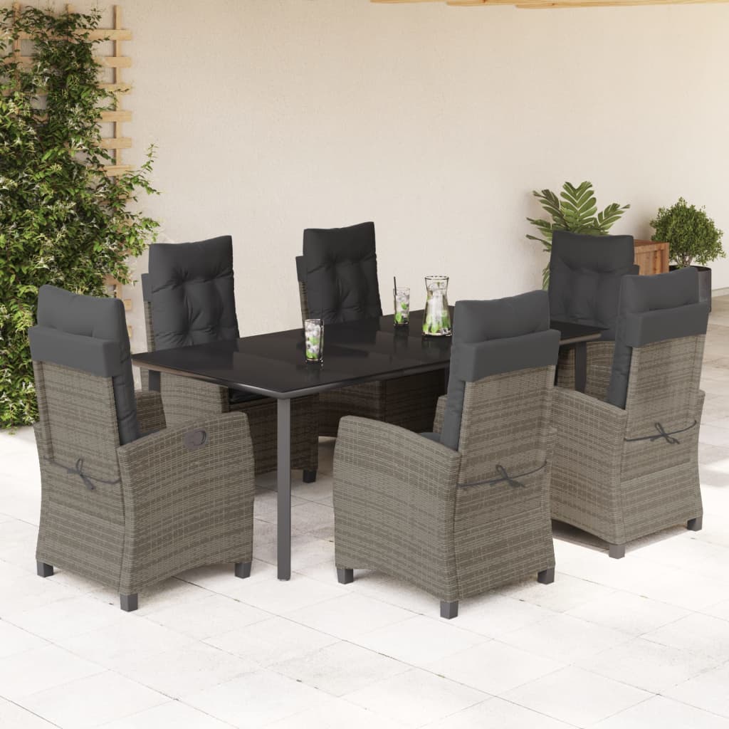 Set Mobilier De Grădină Cu Perne, 5 Piese, Gri, Poliratan