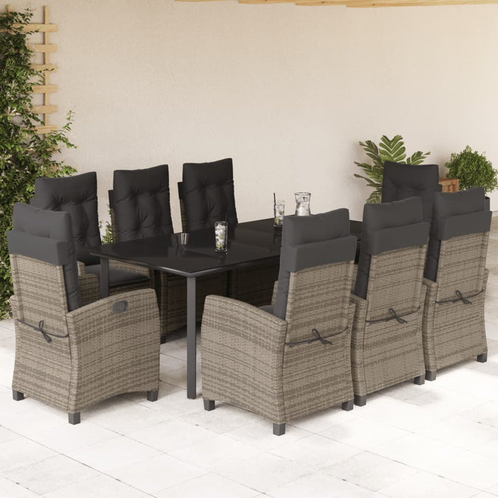 Set Mobilier De Grădină Cu Perne, 5 Piese, Gri, Poliratan