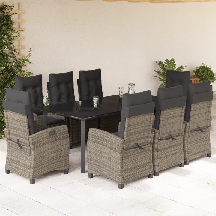 Set Mobilier De Grădină Cu Perne, 5 Piese, Gri, Poliratan