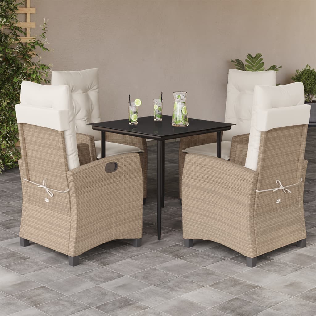 Set Mobilier De Grădină Cu Perne, 5 Piese, Bej, Poliratan