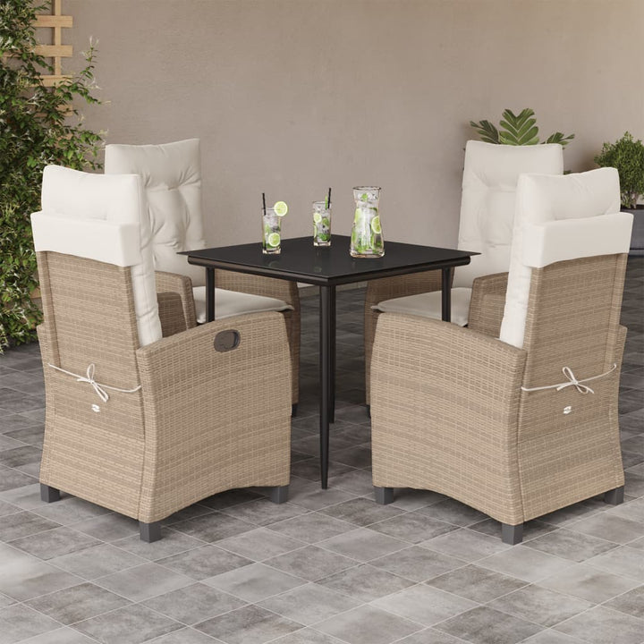Set Mobilier De Grădină Cu Perne, 5 Piese, Bej, Poliratan