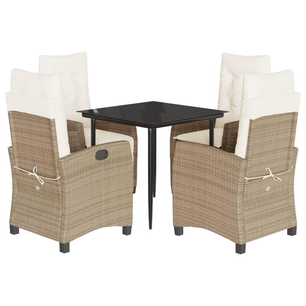 Set Mobilier De Grădină Cu Perne, 5 Piese, Bej, Poliratan