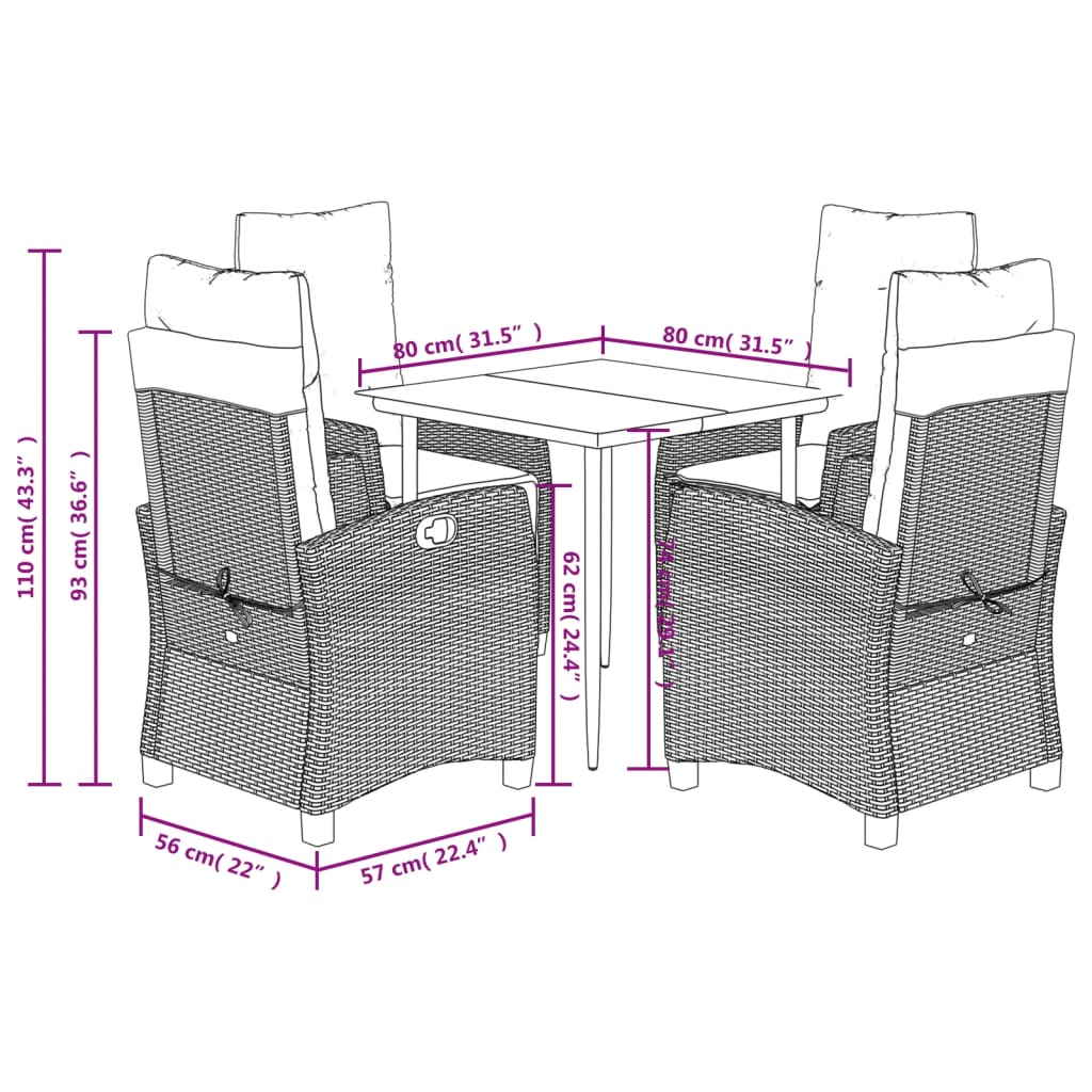 Set Mobilier De Grădină Cu Perne, 5 Piese, Bej, Poliratan
