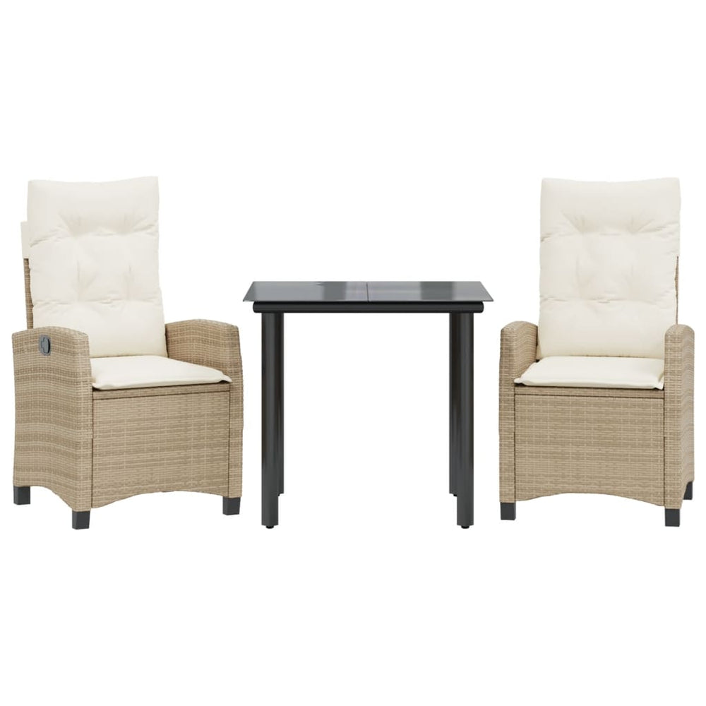 Set Mobilier De Grădină Cu Perne, 3 Piese, Bej, Poliratan