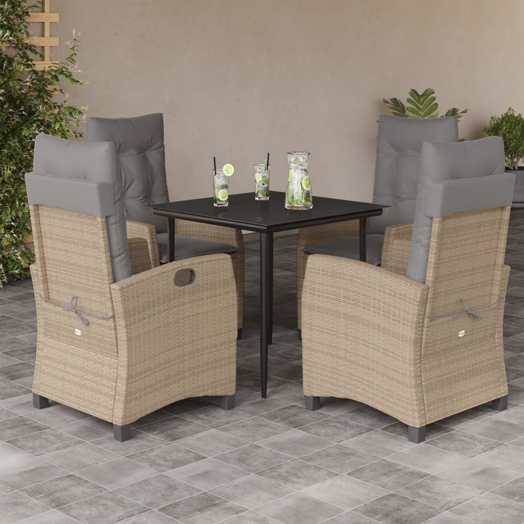 Set Mobilier Pentru Grădină, 5 Piese, Cu Perne, Bej, Poliratan