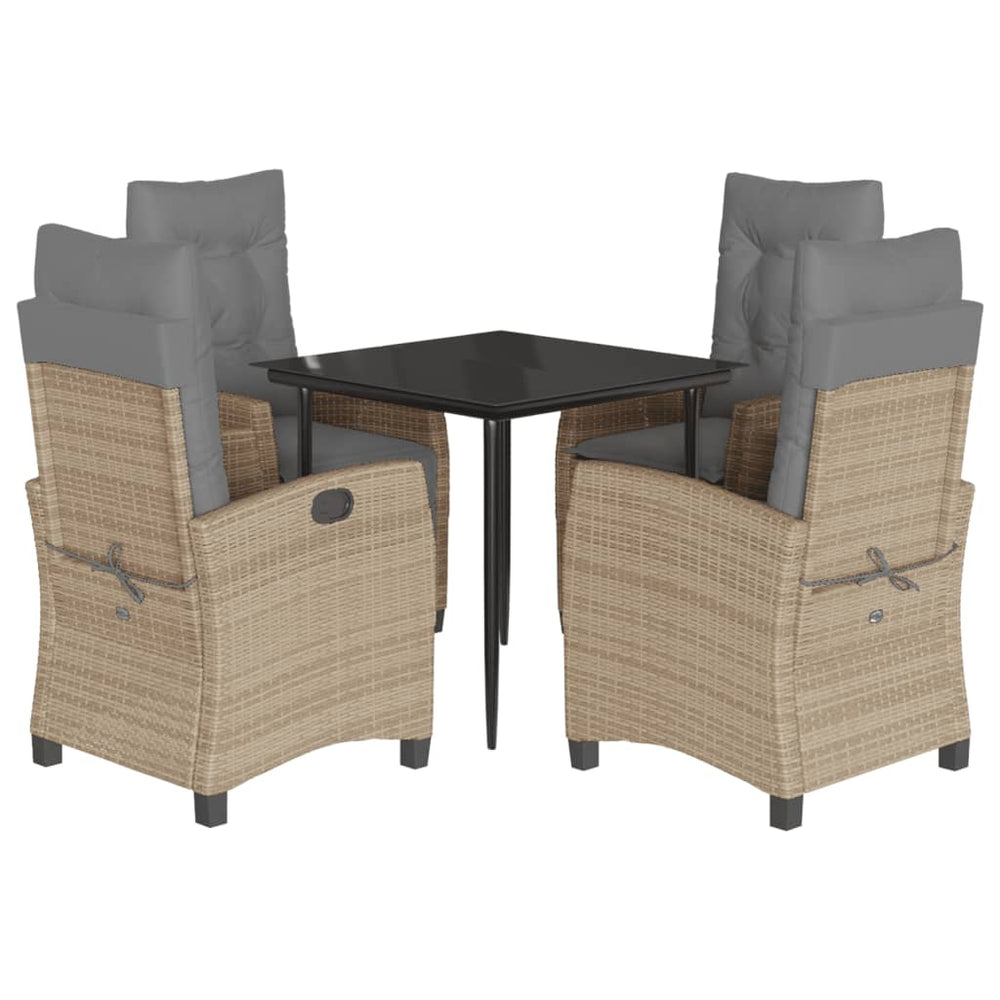 Set Mobilier Pentru Grădină, 5 Piese, Cu Perne, Bej, Poliratan