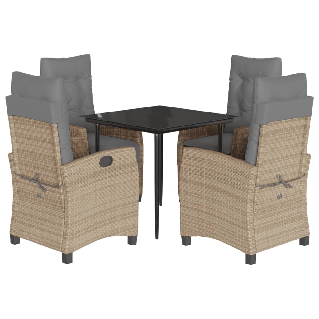 Set Mobilier Pentru Grădină, 5 Piese, Cu Perne, Bej, Poliratan