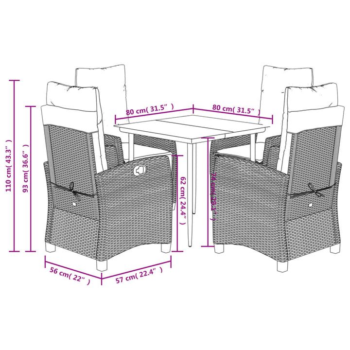 Set Mobilier Pentru Grădină, 5 Piese, Cu Perne, Bej, Poliratan