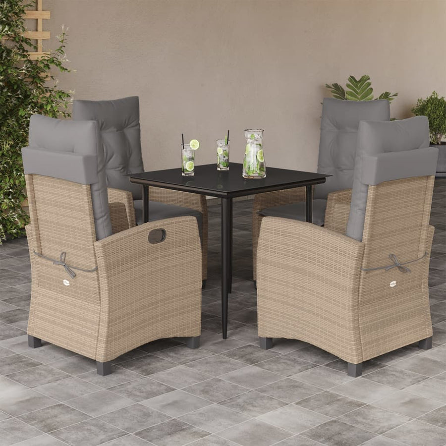 Set Mobilier Pentru Grădină, 5 Piese, Cu Perne, Bej, Poliratan