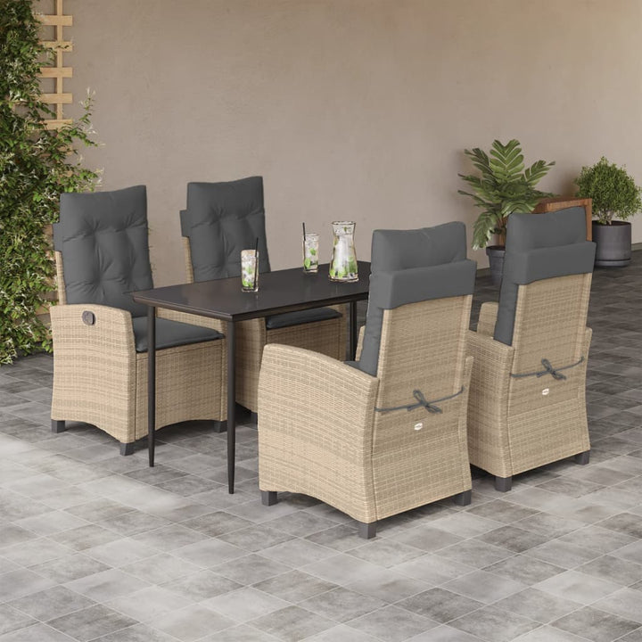 Set Mobilier Pentru Grădină, 5 Piese, Cu Perne, Bej, Poliratan