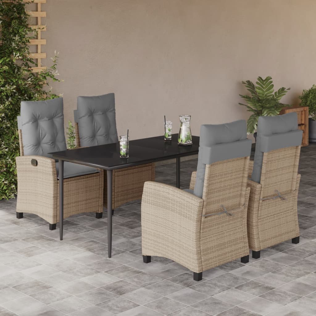 Set Mobilier Pentru Grădină, 5 Piese, Cu Perne, Bej, Poliratan