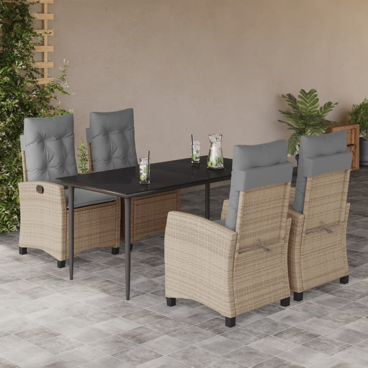 Set Mobilier Pentru Grădină, 5 Piese, Cu Perne, Bej, Poliratan