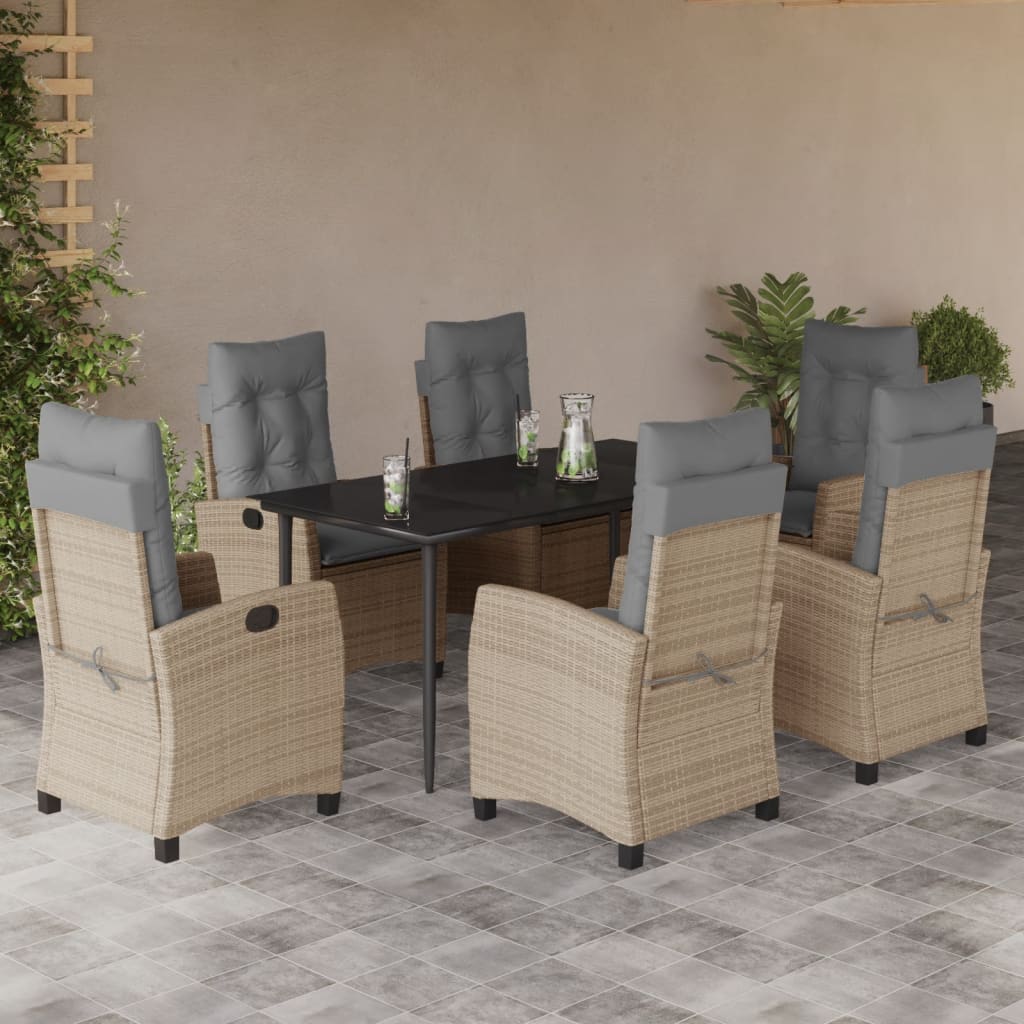 Set Mobilier Pentru Grădină, 5 Piese, Cu Perne, Bej, Poliratan