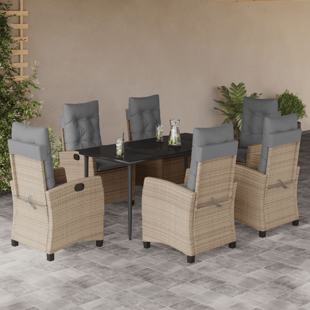 Set Mobilier Pentru Grădină, 5 Piese, Cu Perne, Bej, Poliratan