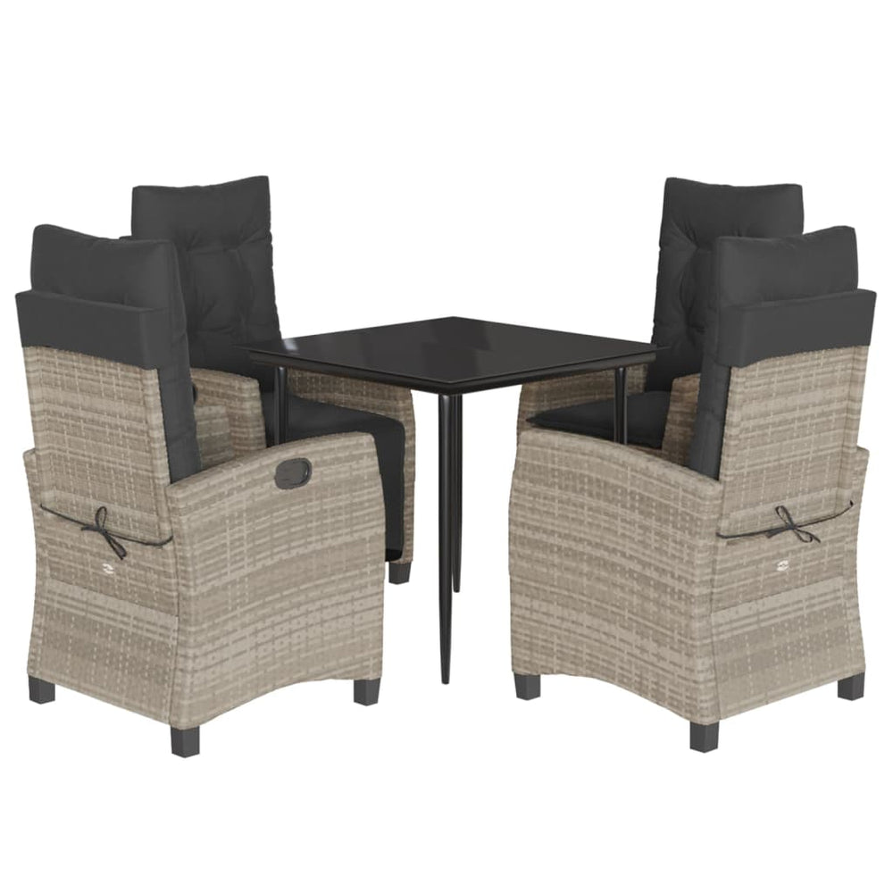 Set Mobilier De Grădină Cu Perne, 5 Piese Gri Deschis Poliratan