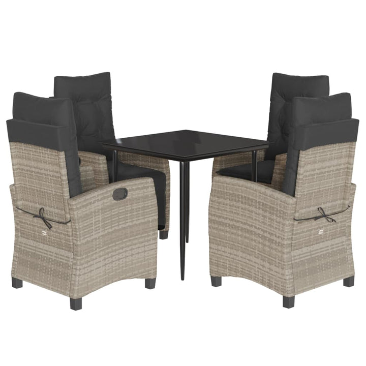 Set Mobilier De Grădină Cu Perne, 5 Piese Gri Deschis Poliratan