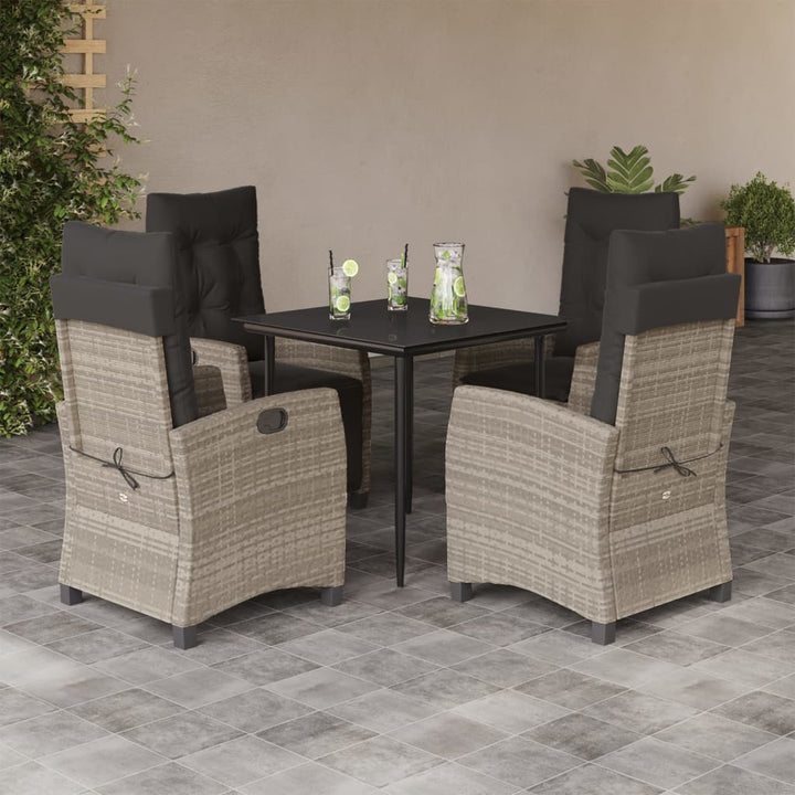 Set Mobilier De Grădină Cu Perne, 5 Piese Gri Deschis Poliratan