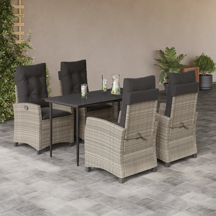 Set Mobilier De Grădină Cu Perne, 5 Piese Gri Deschis Poliratan