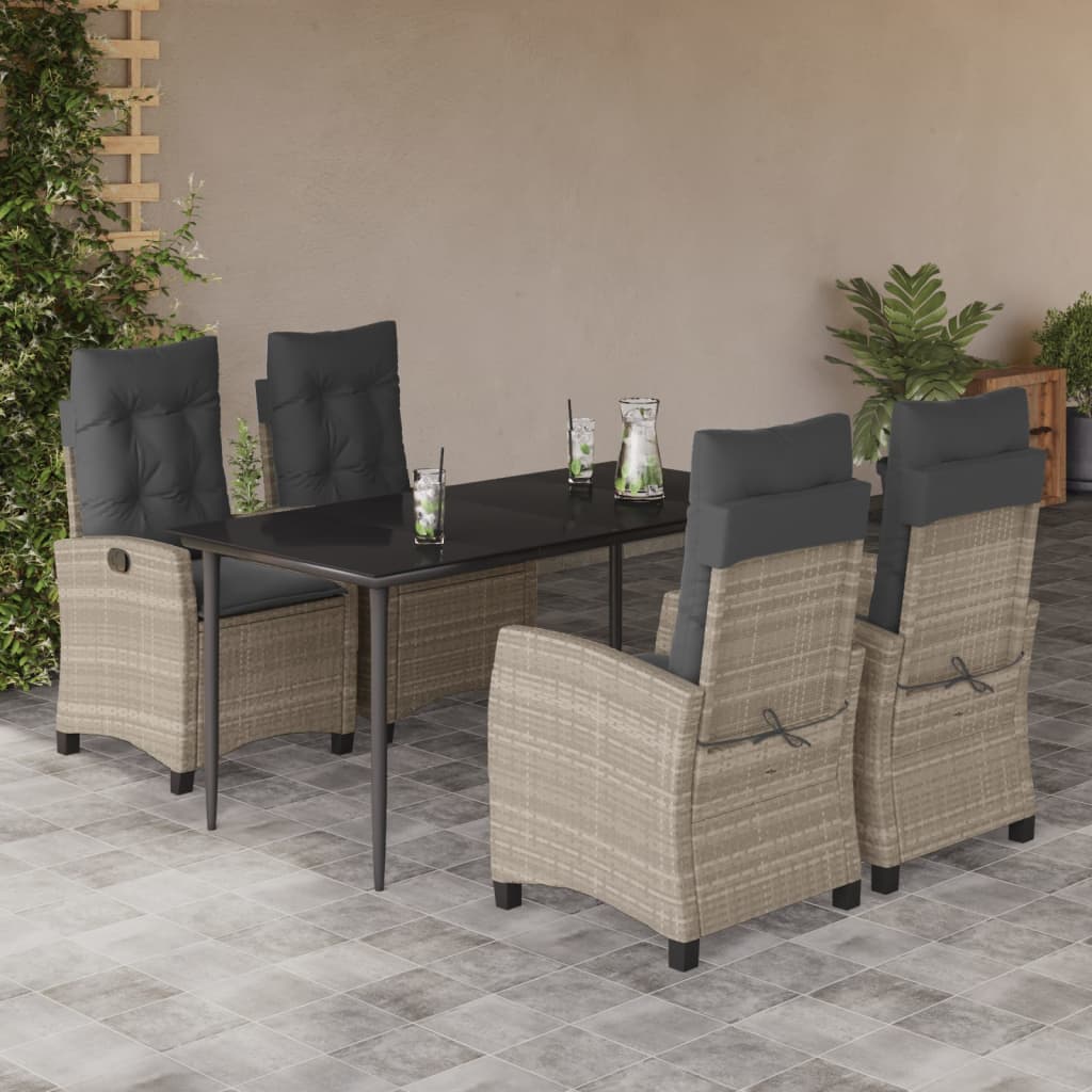 Set Mobilier De Grădină Cu Perne, 5 Piese Gri Deschis Poliratan