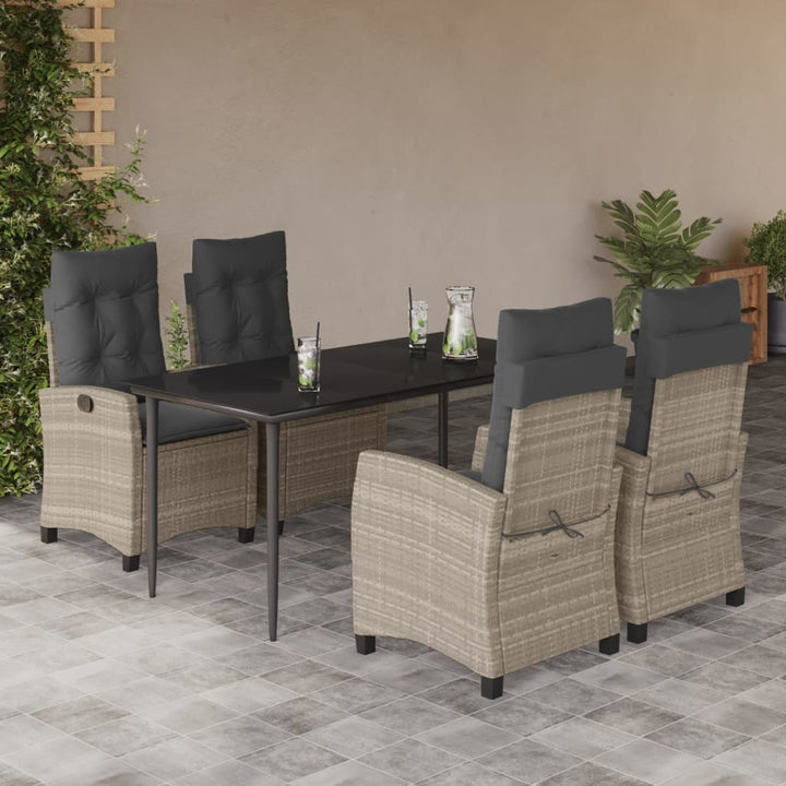 Set Mobilier De Grădină Cu Perne, 5 Piese Gri Deschis Poliratan