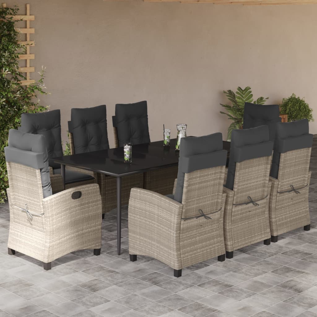 Set Mobilier De Grădină Cu Perne, 5 Piese Gri Deschis Poliratan