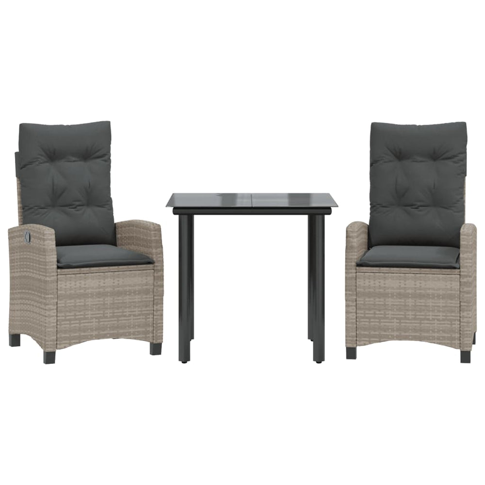 Set Mobilier De Grădină Cu Perne, 3 Piese,Gri Deschis,Poliratan
