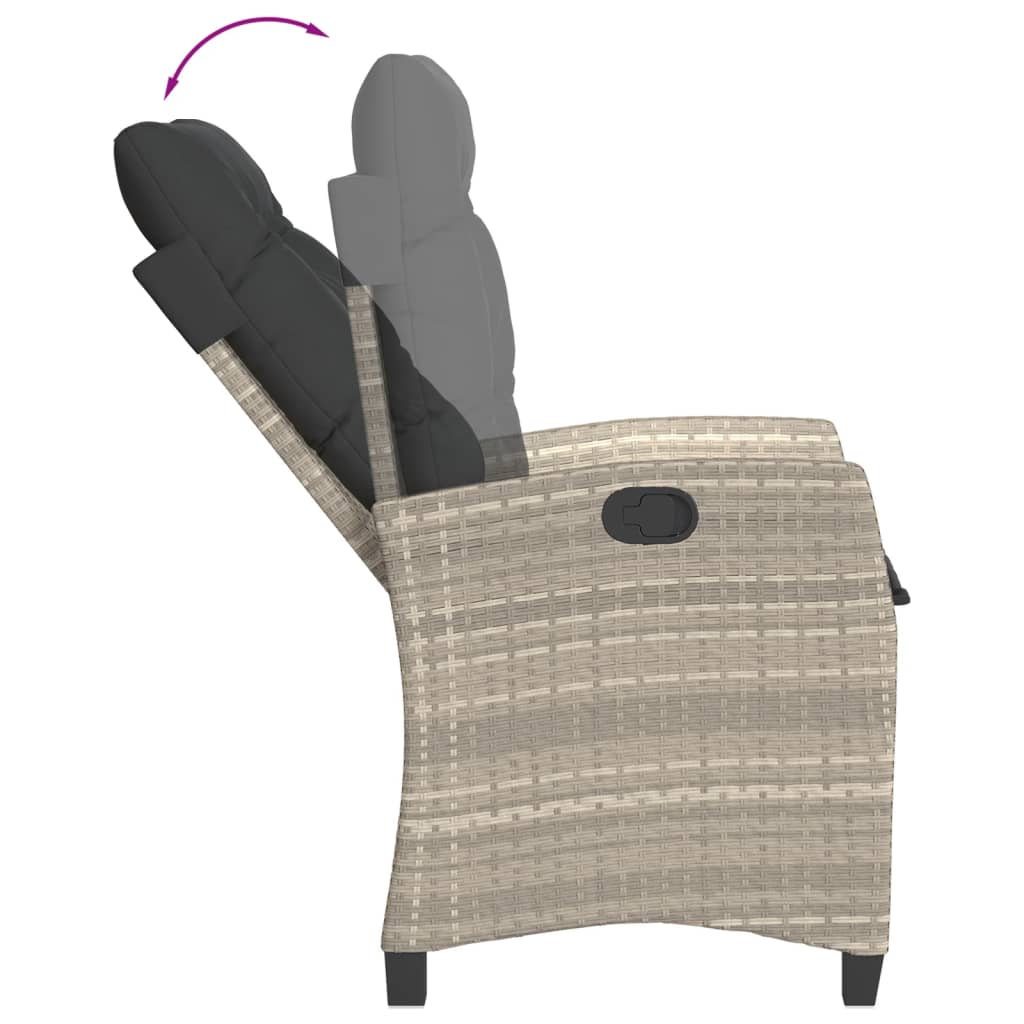 Set Mobilier De Grădină Cu Perne, 3 Piese,Gri Deschis,Poliratan