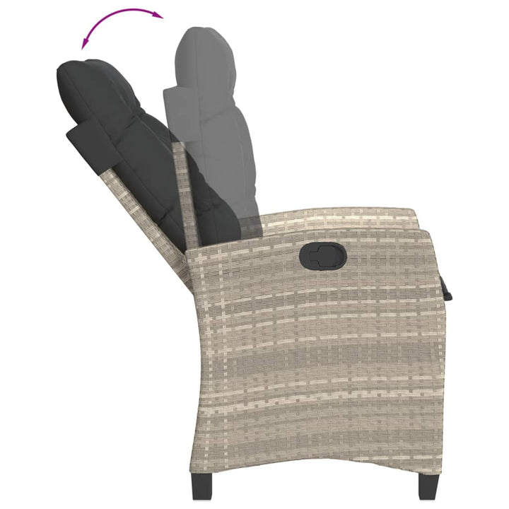 Set Mobilier De Grădină Cu Perne, 3 Piese,Gri Deschis,Poliratan