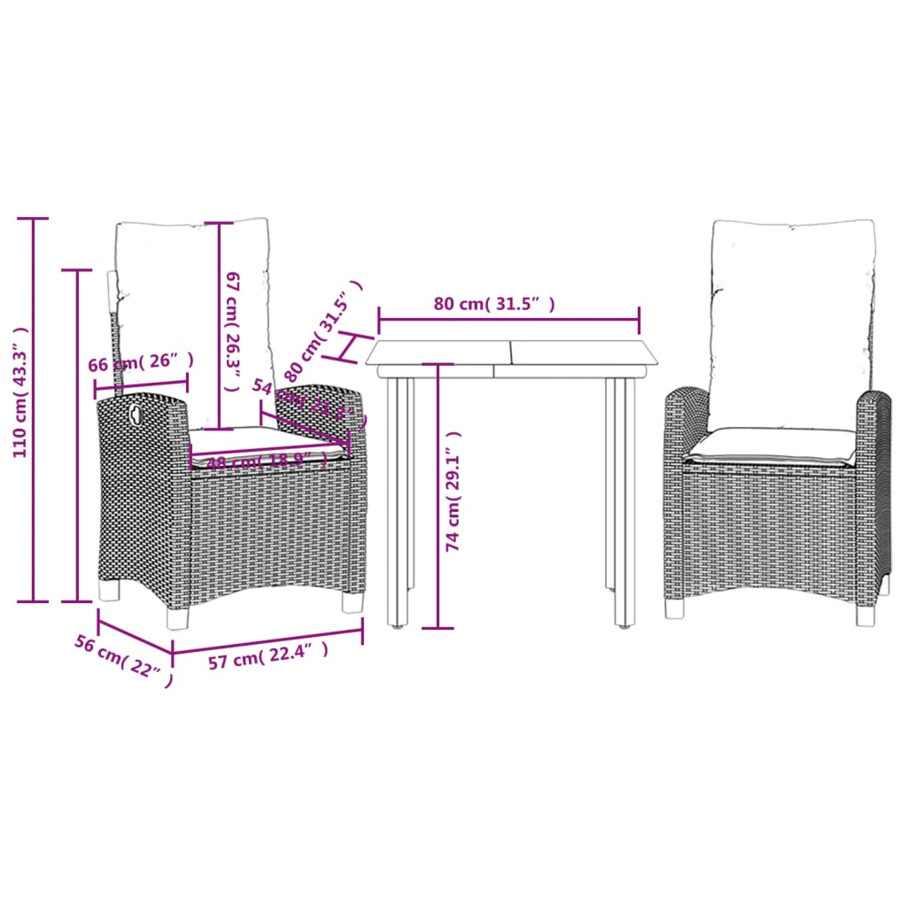 Set Mobilier De Grădină Cu Perne, 3 Piese,Gri Deschis,Poliratan