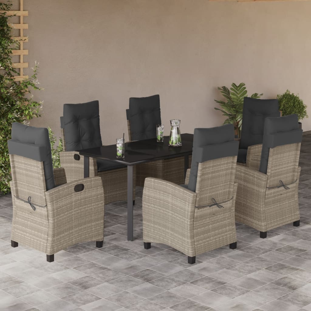 Set Mobilier De Grădină Cu Perne, 3 Piese,Gri Deschis,Poliratan