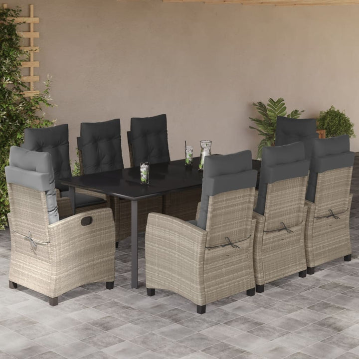 Set Mobilier De Grădină Cu Perne, 3 Piese,Gri Deschis,Poliratan