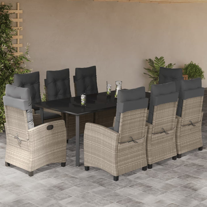 Set Mobilier De Grădină Cu Perne, 3 Piese,Gri Deschis,Poliratan