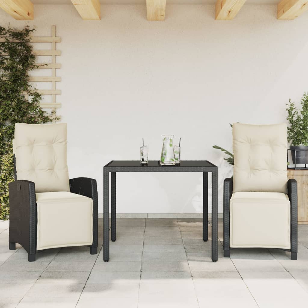 Set Mobilier De Grădină Cu Perne, 7 Piese, Negru, Poliratan