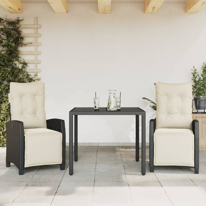 Set Mobilier De Grădină Cu Perne, 7 Piese, Negru, Poliratan